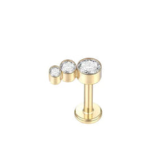 1Pc G23 Titanium Ear Tragus Earring Stud Internally Threaded CZ Crystal Labret Ring Cartilage Helix Piercing Body Jewelry 16G