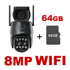 IP Camera Wifi/4G Sim Card PTZ 4MP 8MP Dual Lens 2.8mm-8mm 10X Zoom Outdoor AI Human Tracking Color Night Vision Security Camera