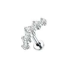 1Pc G23 Titanium Ear Tragus Earring Stud Internally Threaded CZ Crystal Labret Ring Cartilage Helix Piercing Body Jewelry 16G