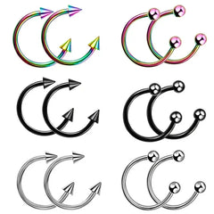 14Pcs Cone Spike Horseshoe Circular Body Jewelry