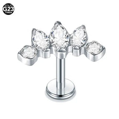 1Pc G23 Titanium Ear Tragus Earring Stud Internally Threaded CZ Crystal Labret Ring Cartilage Helix Piercing Body Jewelry 16G