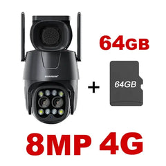 IP Camera Wifi/4G Sim Card PTZ 4MP 8MP Dual Lens 2.8mm-8mm 10X Zoom Outdoor AI Human Tracking Color Night Vision Security Camera