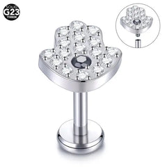 1Pc G23 Titanium Ear Tragus Earring Stud Internally Threaded CZ Crystal Labret Ring Cartilage Helix Piercing Body Jewelry 16G