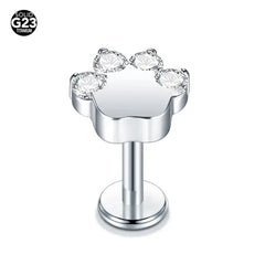 1Pc G23 Titanium Ear Tragus Earring Stud Internally Threaded CZ Crystal Labret Ring Cartilage Helix Piercing Body Jewelry 16G