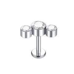 1Pc G23 Titanium Ear Tragus Earring Stud Internally Threaded CZ Crystal Labret Ring Cartilage Helix Piercing Body Jewelry 16G