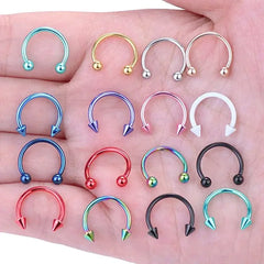 14Pcs Cone Spike Horseshoe Circular Body Jewelry