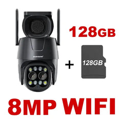 IP Camera Wifi/4G Sim Card PTZ 4MP 8MP Dual Lens 2.8mm-8mm 10X Zoom Outdoor AI Human Tracking Color Night Vision Security Camera