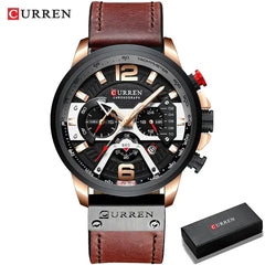 Military Leather Chronograph Wristwatch