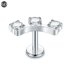 1Pc G23 Titanium Ear Tragus Earring Stud Internally Threaded CZ Crystal Labret Ring Cartilage Helix Piercing Body Jewelry 16G